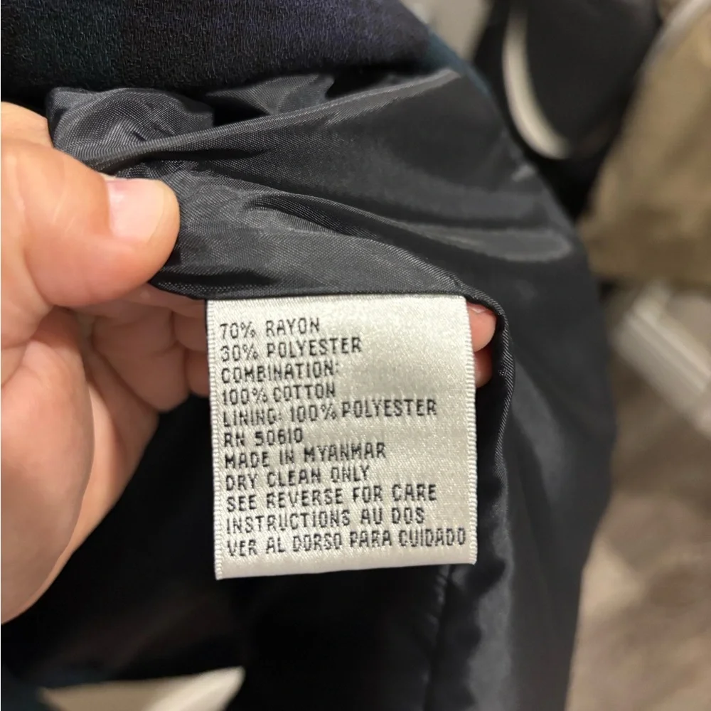 Vintage Le Suit Women's Navy and Green Tartan Blazer Size 10 - Picture 5 of 5